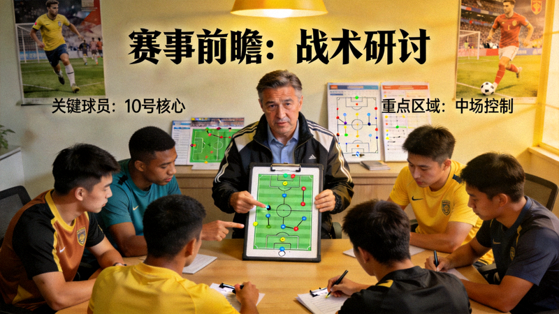 体育赛事前瞻分析图片 - 教练与球员讨论战术